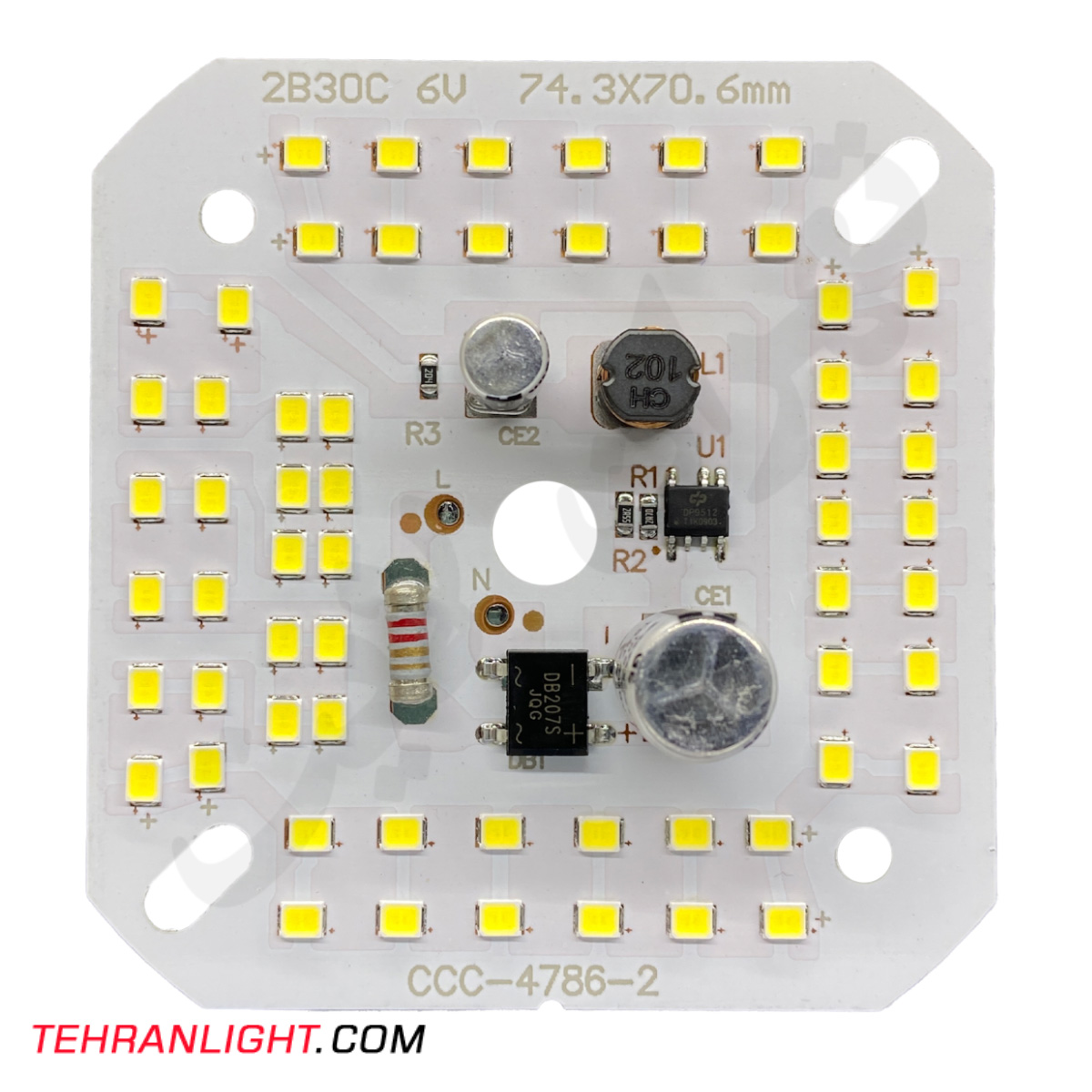 چیپ 60 وات برق مستقیم خازندار مدل CCC-4786-2 نور مهتابی بسته 12 عددی