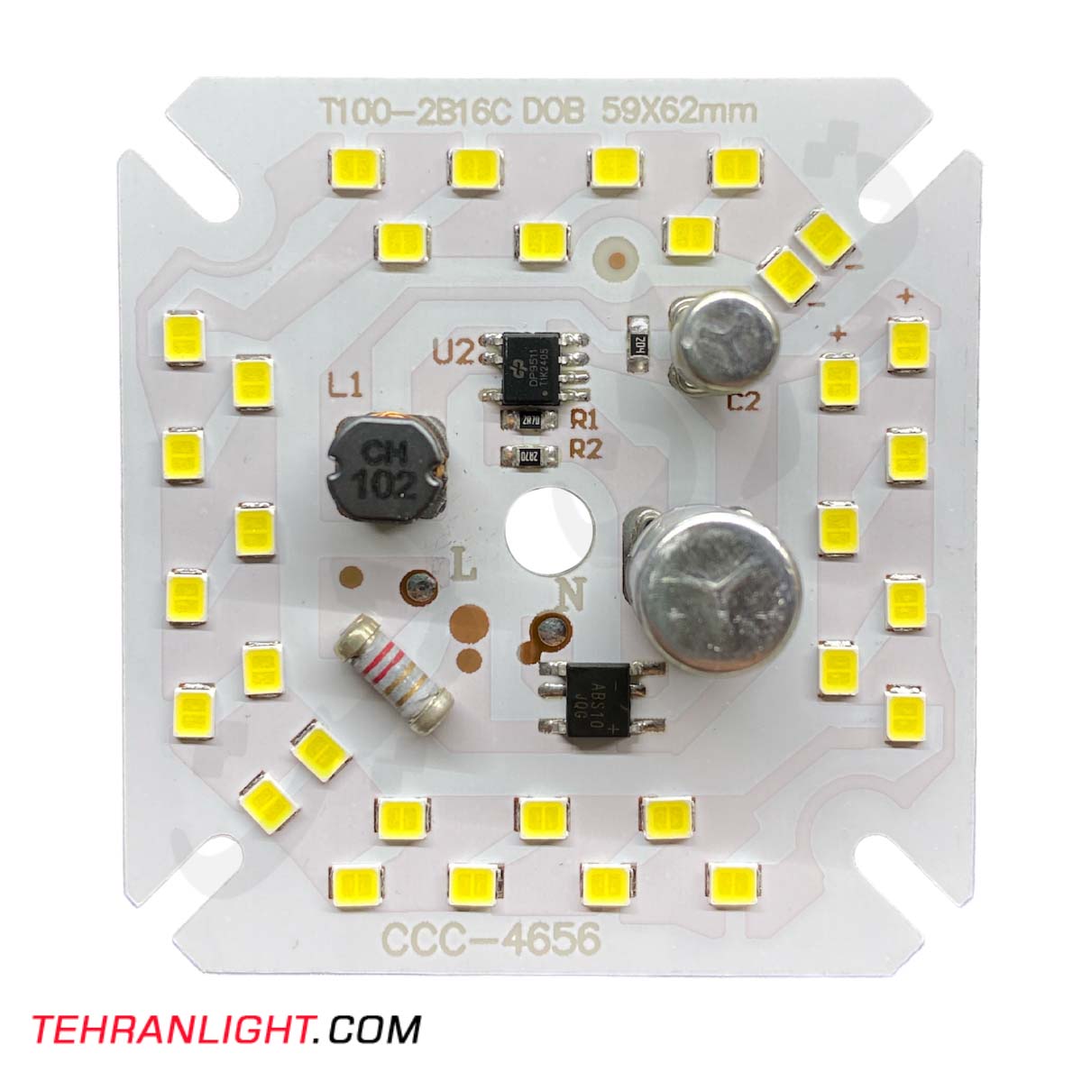 چیپ 30 وات برق مستقیم خازندار مدل ccc-4656 نور مهتابی بسته 16 عددی
