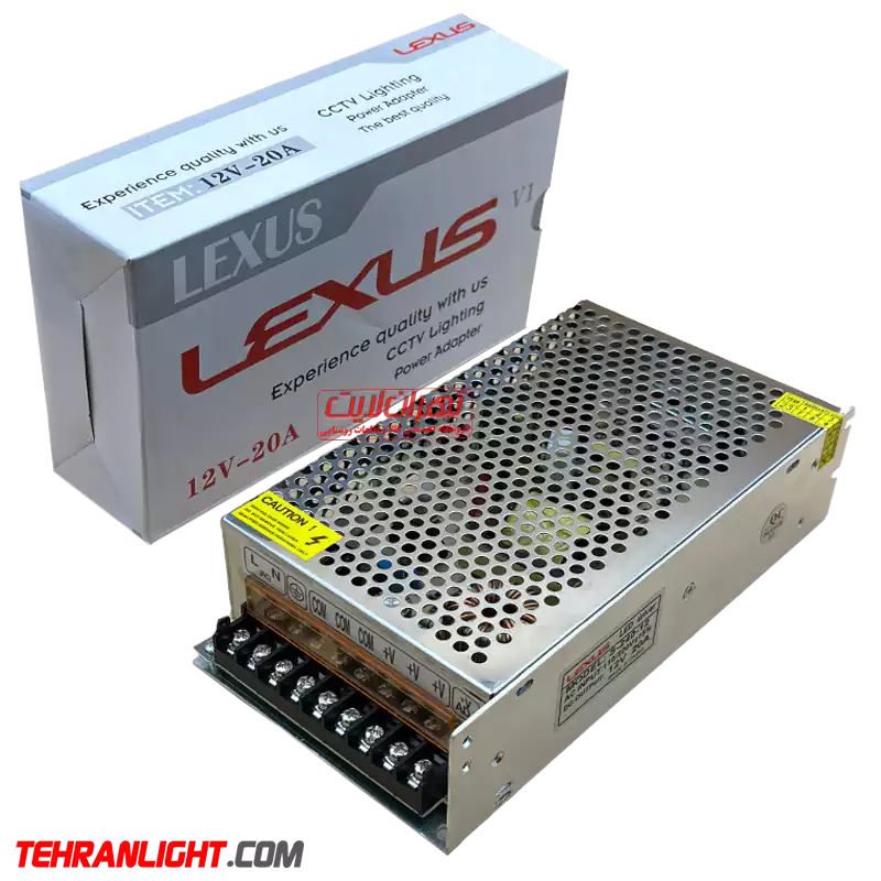 منبع تغذیه 12 ولت 15 آمپر برند لکسوس مدل فلزی S-180-12